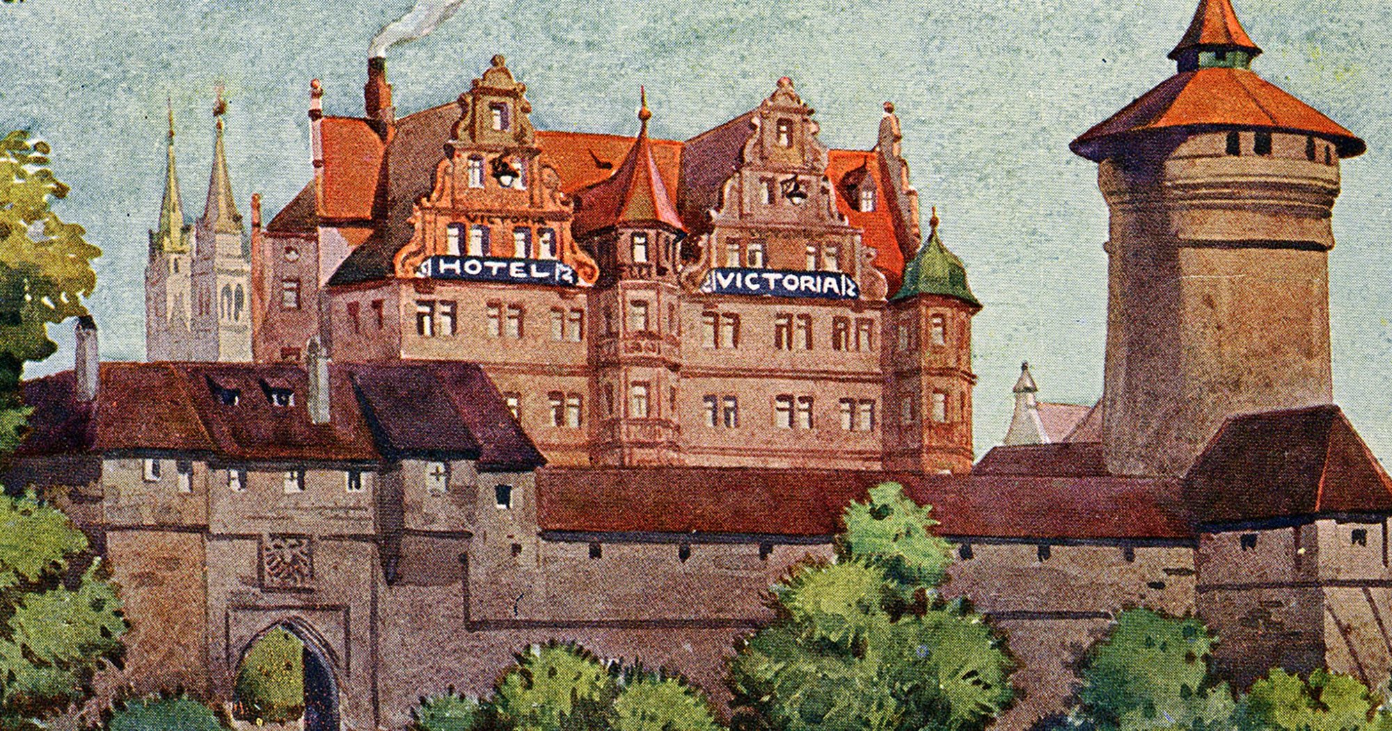 Ausschnitt eines historischen Postkartenmotivs des Hotel VICTORIA